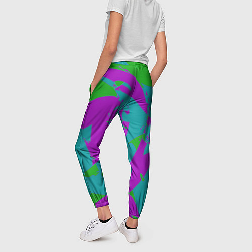 Женские брюки Бирюзово-зелёная абстракция / 3D-принт – фото 4