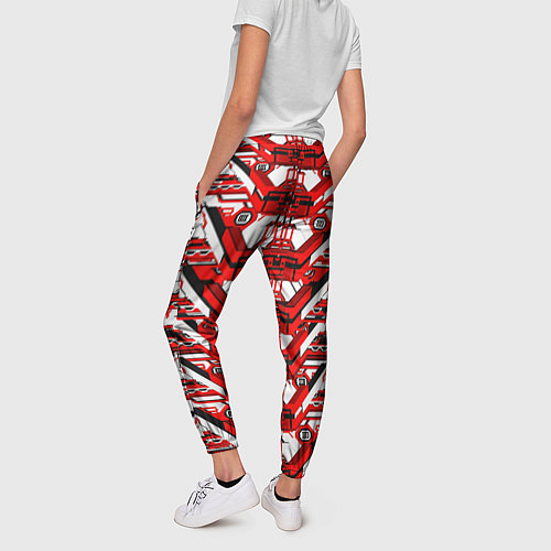 Женские брюки Красно-белая техно броня / 3D-принт – фото 4
