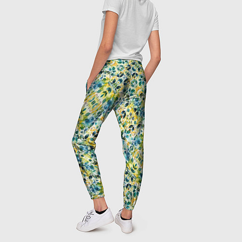 Женские брюки Нежные весенние акварельные листья / 3D-принт – фото 4