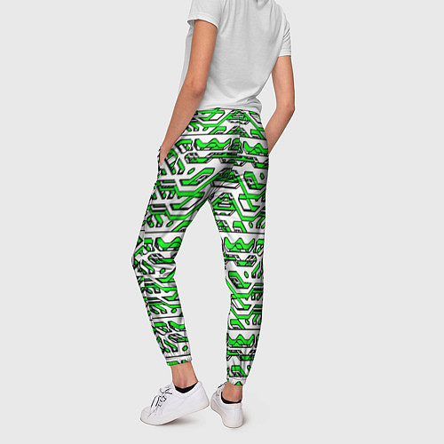 Женские брюки Техно броня зелёно-белая / 3D-принт – фото 4