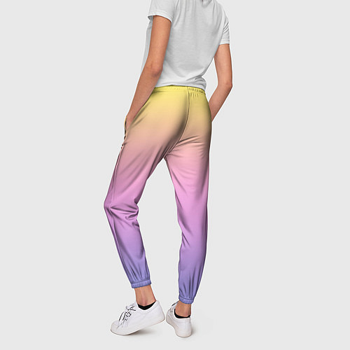 Женские брюки Нежный жёлто-сиреневый градиент / 3D-принт – фото 4
