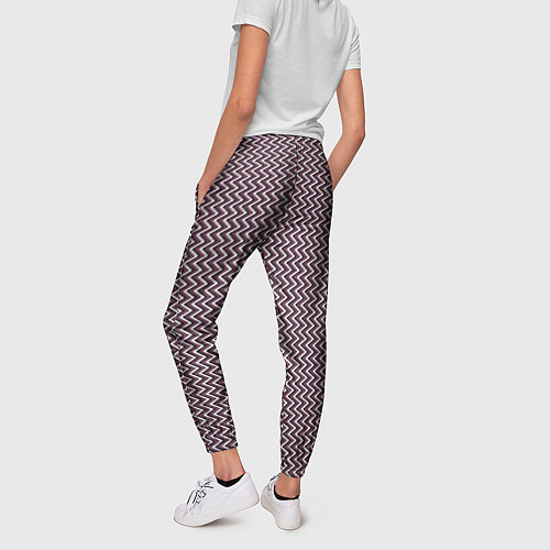 Женские брюки Треугольные полосы пыльно-розовый / 3D-принт – фото 4