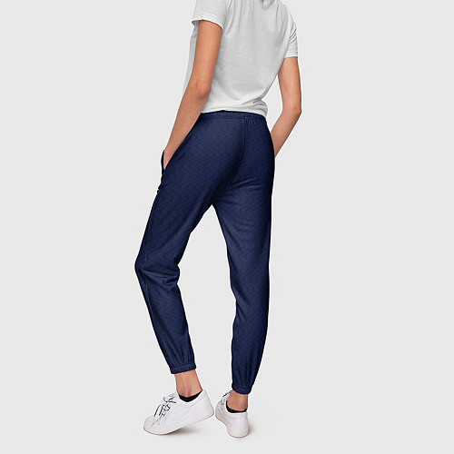 Женские брюки Тёмно-синий волнистые линии / 3D-принт – фото 4