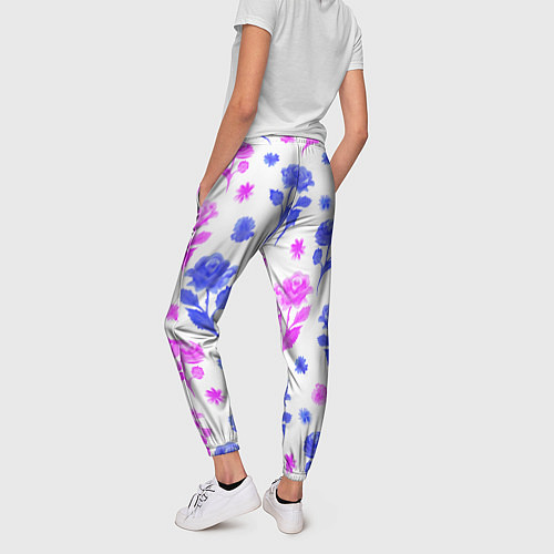 Женские брюки Цветочный узор из роз - паттерн / 3D-принт – фото 4