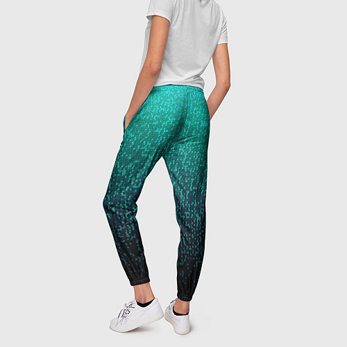 Женские брюки Градиент мелкая мозаика аквамарин / 3D-принт – фото 4