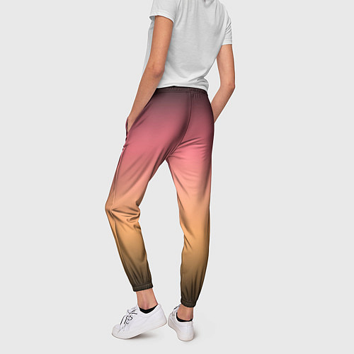 Женские брюки Градиент затемнённый розово-жёлтый / 3D-принт – фото 4