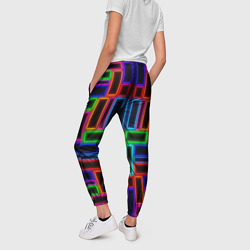 Женские брюки Цветные светящиеся прямоугольники / 3D-принт – фото 4