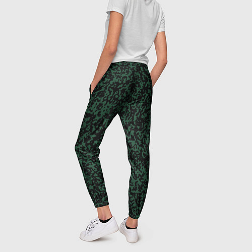Женские брюки Чёрно-зелёный пятнистый / 3D-принт – фото 4
