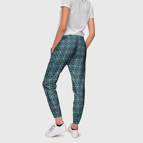 Женские брюки Бирюзовый цветочный узор паттерн / 3D-принт – фото 4