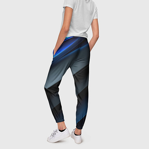 Женские брюки Темная синяя стильная абстракция на черном фоне / 3D-принт – фото 4