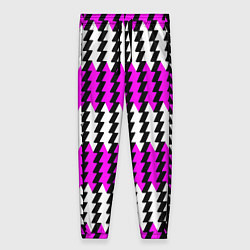 Брюки женские Вертикальные бело-розовые полосы, цвет: 3D-принт