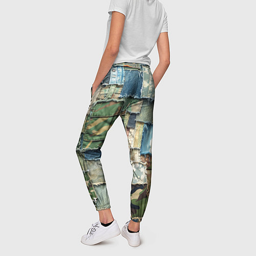 Женские брюки Джинсы с камуфляжем пэчворк / 3D-принт – фото 4