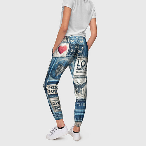 Женские брюки Лос Анджелес на джинсах-пэчворк / 3D-принт – фото 4