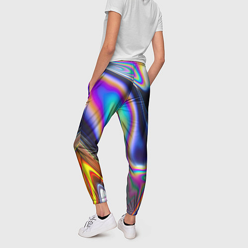 Женские брюки Абстрактный разноцветный жидкий металл / 3D-принт – фото 4