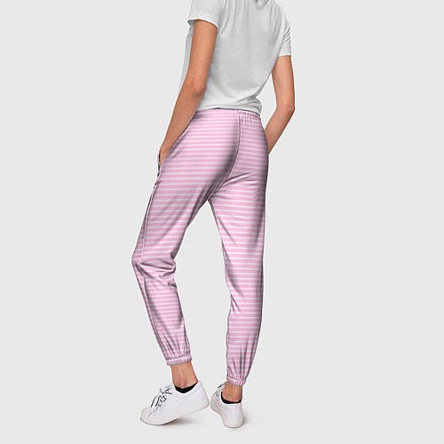 Женские брюки Светлый розовый в белую полоску / 3D-принт – фото 4