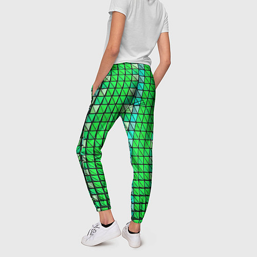 Женские брюки Зелёные плитки и чёрная обводка / 3D-принт – фото 4