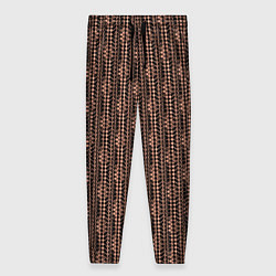 Брюки женские Чёрный в персиковый узор текстурированный, цвет: 3D-принт