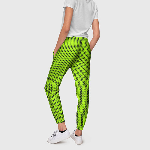 Женские брюки Ярко-зелёный в маленькие чёрные полоски / 3D-принт – фото 4