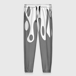 Брюки женские Потеки белой краски на сером фоне, цвет: 3D-принт