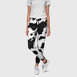 Брюки женские Черно белый коровий узор, цвет: 3D-принт — фото 2