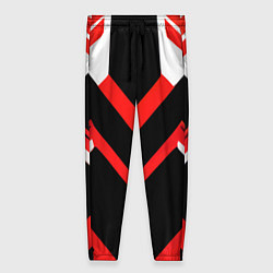 Брюки женские Красно-белые полосы и чёрный фон, цвет: 3D-принт