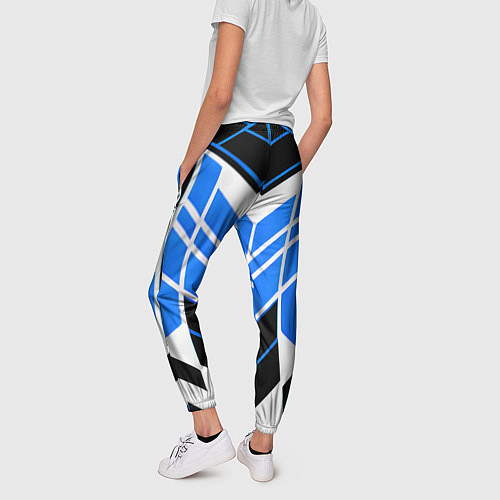 Женские брюки Blue and black stripes on a white background / 3D-принт – фото 4