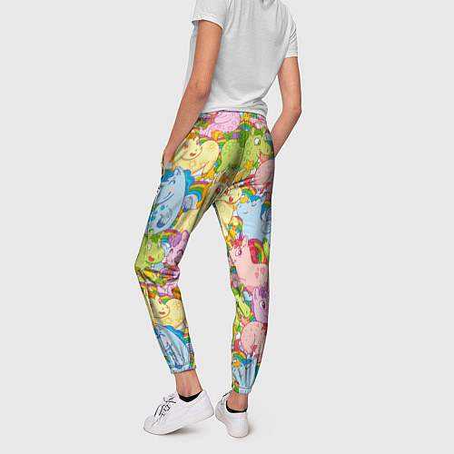 Женские брюки Разноцветные единороги / 3D-принт – фото 4