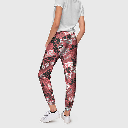 Женские брюки Полный придурок - паттерн с надписями / 3D-принт – фото 4
