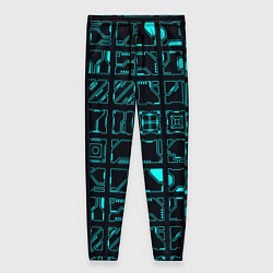 Брюки женские Квадратные геометрические инженерные синие схемы п, цвет: 3D-принт