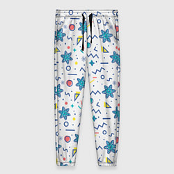 Брюки женские Зимний паттерн со снежинками и геометрическими фиг, цвет: 3D-принт