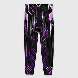 Брюки женские Purple lines on a black background, цвет: 3D-принт
