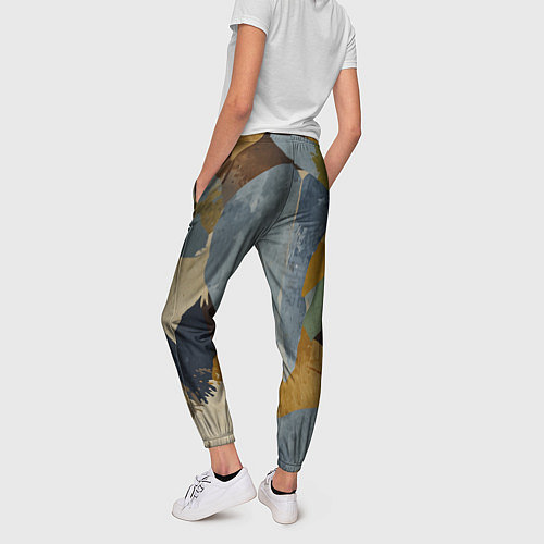 Женские брюки Акварельные листья абстракция / 3D-принт – фото 4