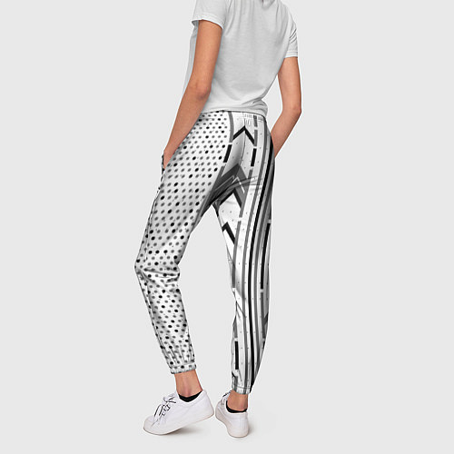 Женские брюки Закулисье чёрно-белое / 3D-принт – фото 4