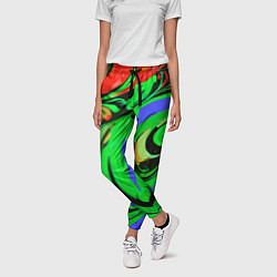Брюки женские Красно-зелёный узор, цвет: 3D-принт — фото 2