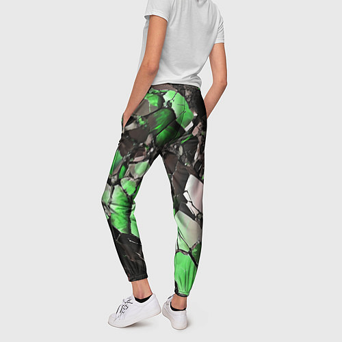 Женские брюки Чёрно-зелёный камень / 3D-принт – фото 4