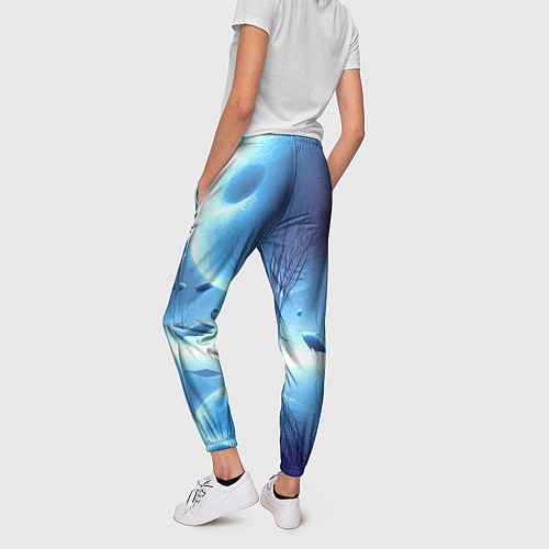 Женские брюки Луна и рыбы - нейроарт фантазия / 3D-принт – фото 4