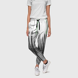 Брюки женские Зелёно-чёрный гранж на белом фоне, цвет: 3D-принт — фото 2