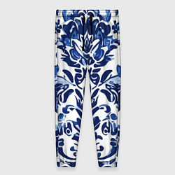 Брюки женские Гжель русский узор акварель, цвет: 3D-принт