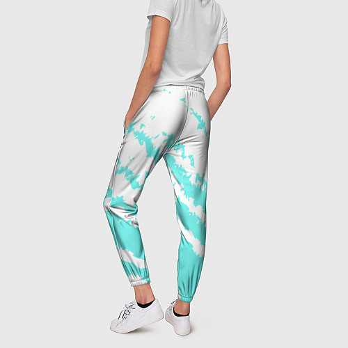 Женские брюки The color is light blue and white / 3D-принт – фото 4
