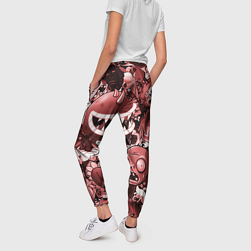Женские брюки Растения против зомби в красном цвете / 3D-принт – фото 4