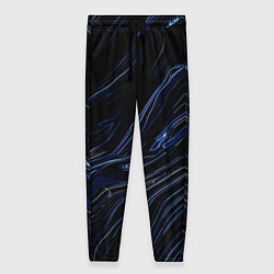 Брюки женские Чёрно-синий абстракция линии, цвет: 3D-принт