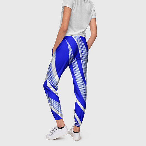 Женские брюки Абстрактный синий полосатый / 3D-принт – фото 4