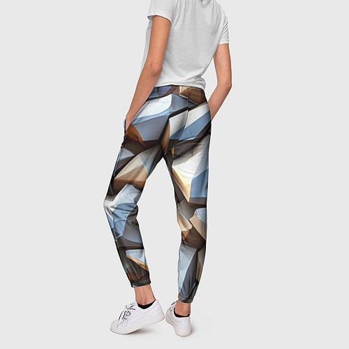 Женские брюки Каменно металлическая абстракция / 3D-принт – фото 4