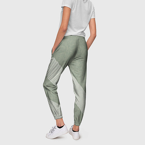 Женские брюки Светлый серо-зелёный абстрактный / 3D-принт – фото 4