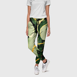 Брюки женские Зеленый природный паттерн, цвет: 3D-принт — фото 2