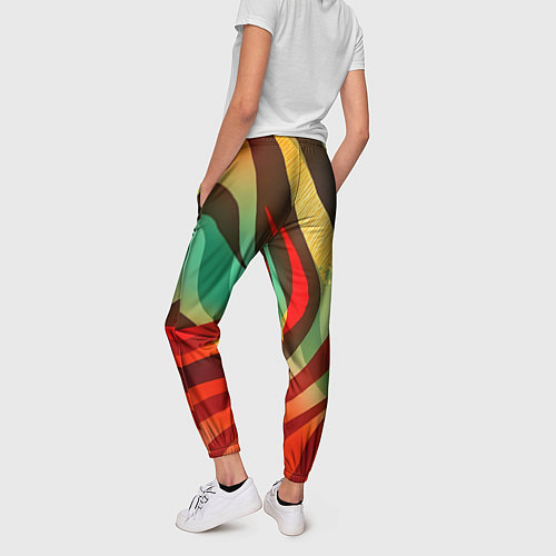 Женские брюки Жаркая полосатая абстракция / 3D-принт – фото 4