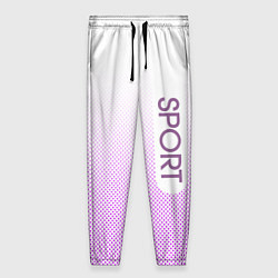 Женские брюки Sport белый с сиреневым текстурный