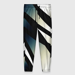 Брюки женские Чёрно-белый с синим затемнением полосы, цвет: 3D-принт