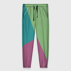 Брюки женские Сине-зелёно-розовый тёмный трёхцветный, цвет: 3D-принт
