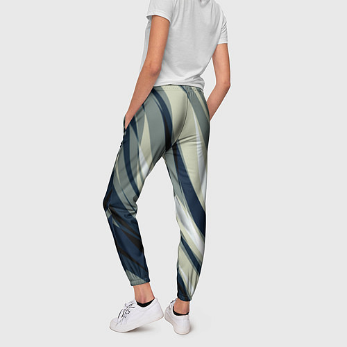 Женские брюки Синий с оливковым диагональные полосы / 3D-принт – фото 4